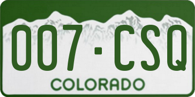 CO license plate 007CSQ