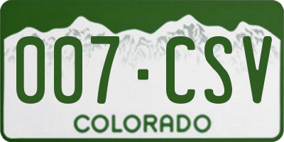 CO license plate 007CSV