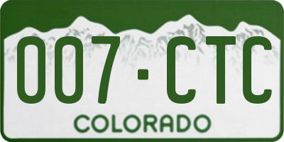 CO license plate 007CTC