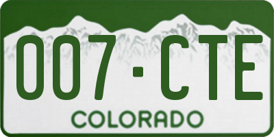 CO license plate 007CTE