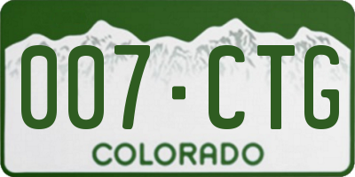 CO license plate 007CTG