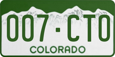CO license plate 007CTO