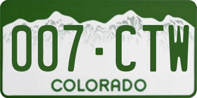CO license plate 007CTW