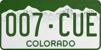 CO license plate 007CUE