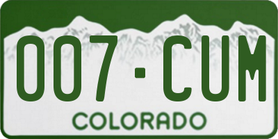 CO license plate 007CUM