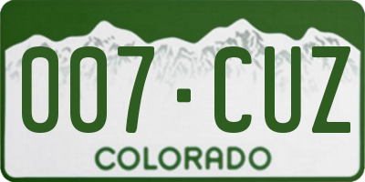 CO license plate 007CUZ