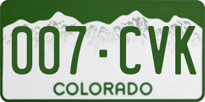 CO license plate 007CVK