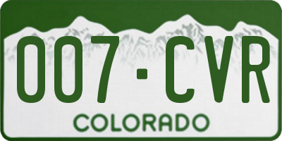 CO license plate 007CVR
