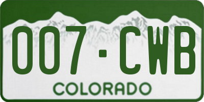 CO license plate 007CWB