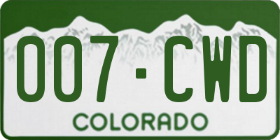 CO license plate 007CWD