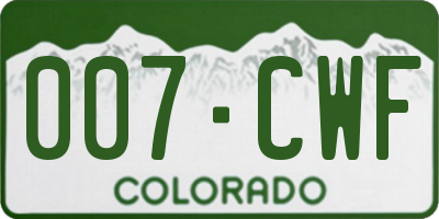 CO license plate 007CWF