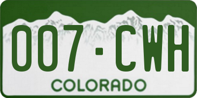 CO license plate 007CWH