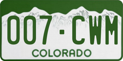 CO license plate 007CWM