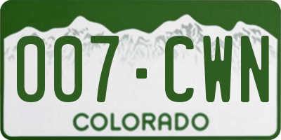 CO license plate 007CWN