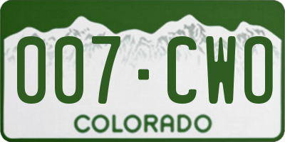 CO license plate 007CWO