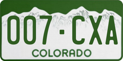 CO license plate 007CXA