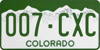 CO license plate 007CXC
