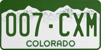 CO license plate 007CXM