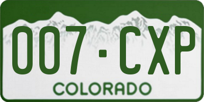 CO license plate 007CXP