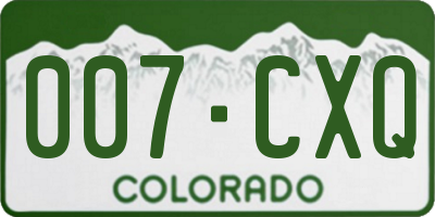 CO license plate 007CXQ