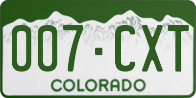 CO license plate 007CXT