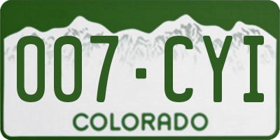 CO license plate 007CYI