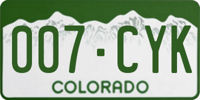 CO license plate 007CYK