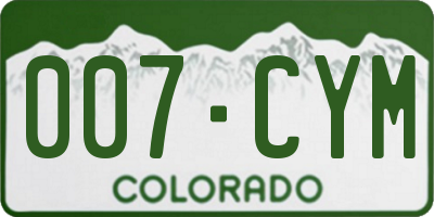 CO license plate 007CYM