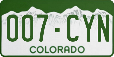 CO license plate 007CYN