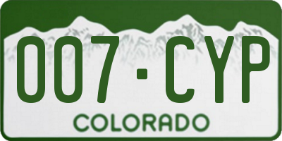 CO license plate 007CYP