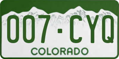 CO license plate 007CYQ