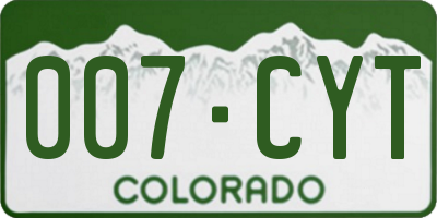 CO license plate 007CYT