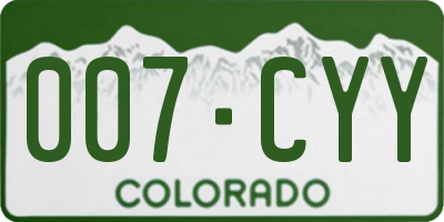 CO license plate 007CYY