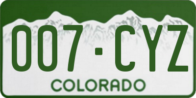 CO license plate 007CYZ