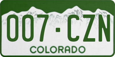 CO license plate 007CZN