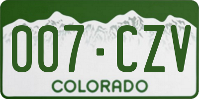 CO license plate 007CZV