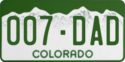 CO license plate 007DAD