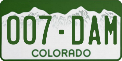 CO license plate 007DAM