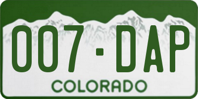 CO license plate 007DAP