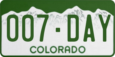 CO license plate 007DAY
