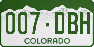 CO license plate 007DBH