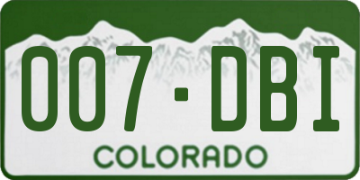 CO license plate 007DBI