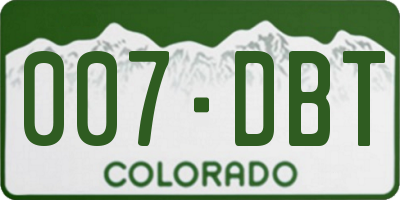 CO license plate 007DBT