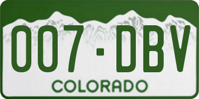 CO license plate 007DBV