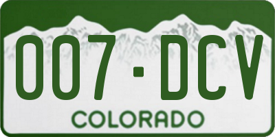 CO license plate 007DCV