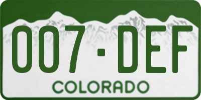 CO license plate 007DEF
