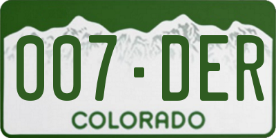 CO license plate 007DER