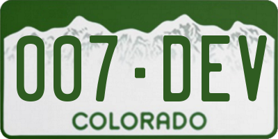 CO license plate 007DEV