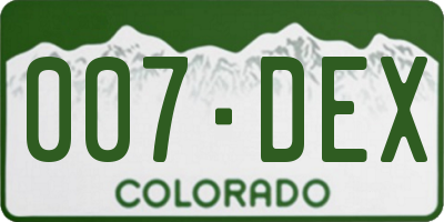 CO license plate 007DEX