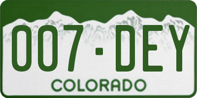 CO license plate 007DEY
